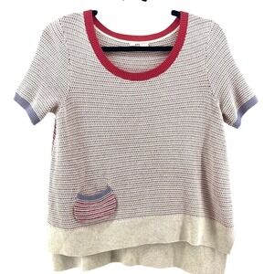 MOTH Knit Sweater Top XS Short Sleeve‎ Striped Cotton Boho